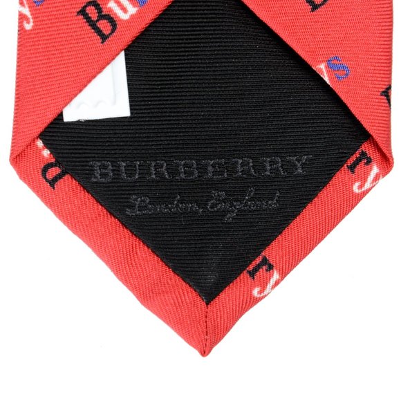 Burberry Men's 100% Silk Red Graphic Print Tie - Picture 5 of 6